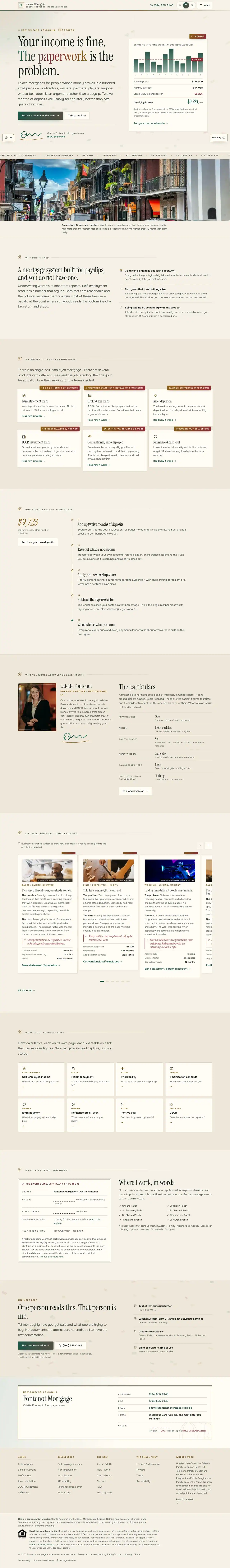 The home page of the Fontenot Mortgage mortgage website design