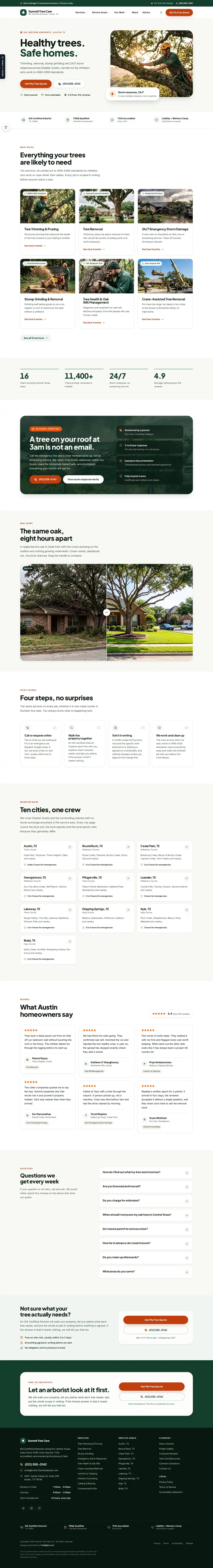 The home page of the Summit Tree Care, Understory — August 2026 tree care website design